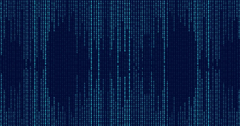 binary codes laid out vertically in stalagmite formation